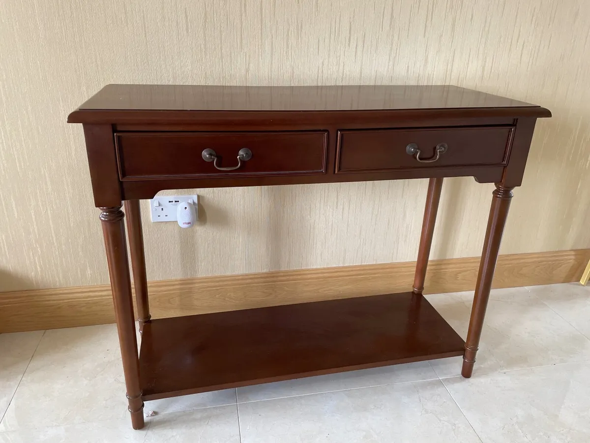 Mahogany console table with 2 drawers - Image 1