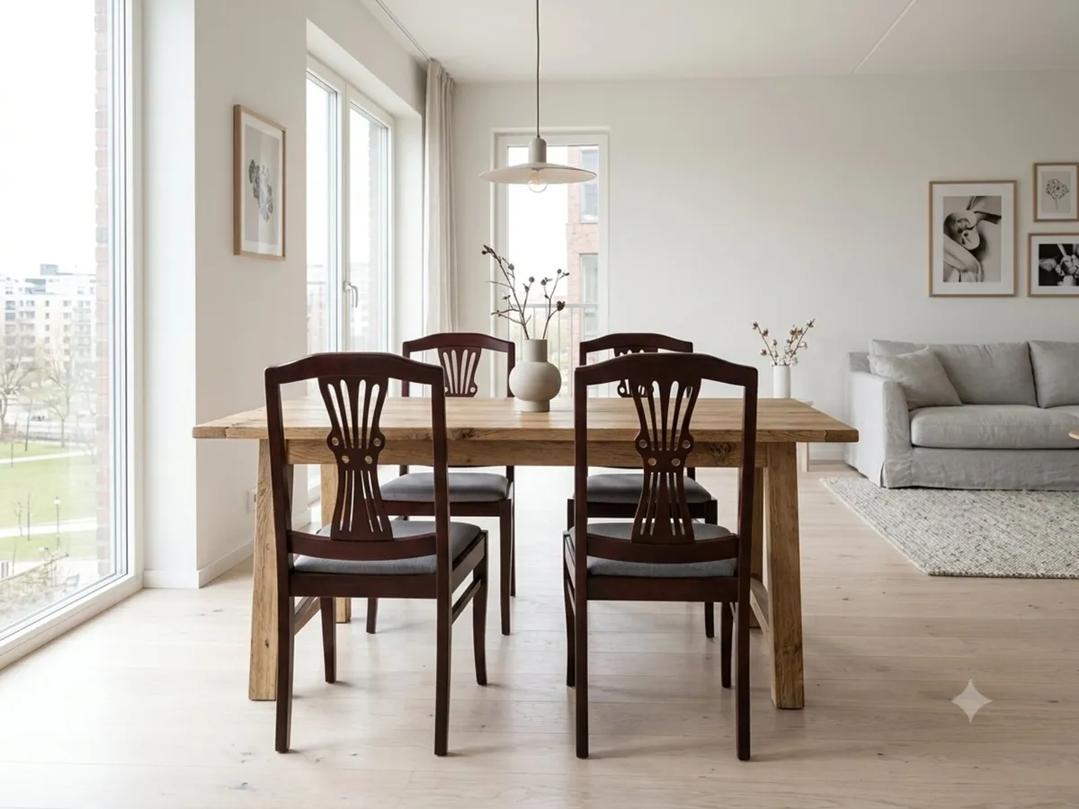 4 solid wooden dining chairs - Image 1