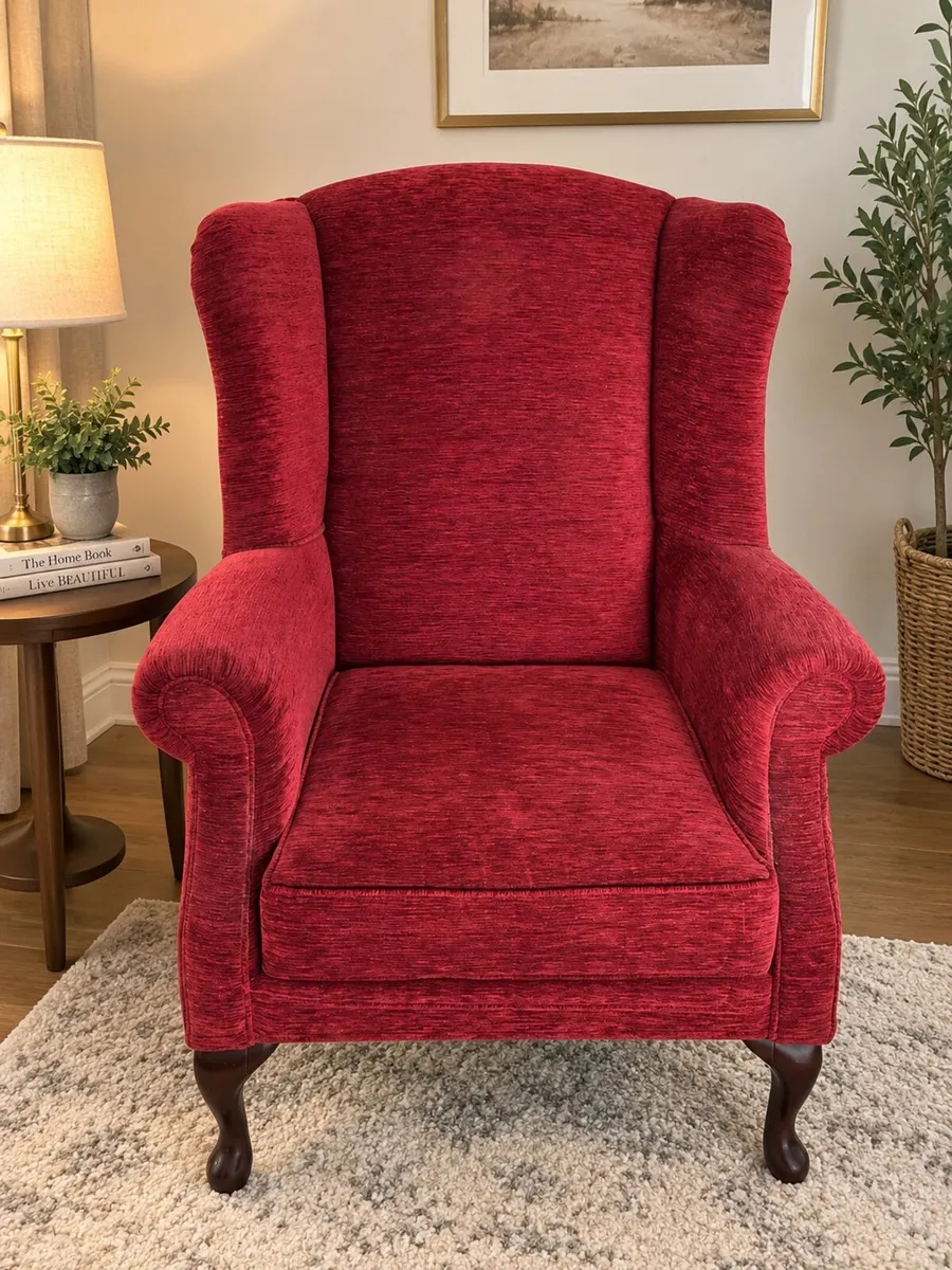 Traditional Queen Anne Style Wingback Armchair