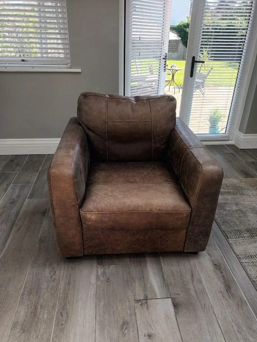 Brown Leather Armchair - Image 2