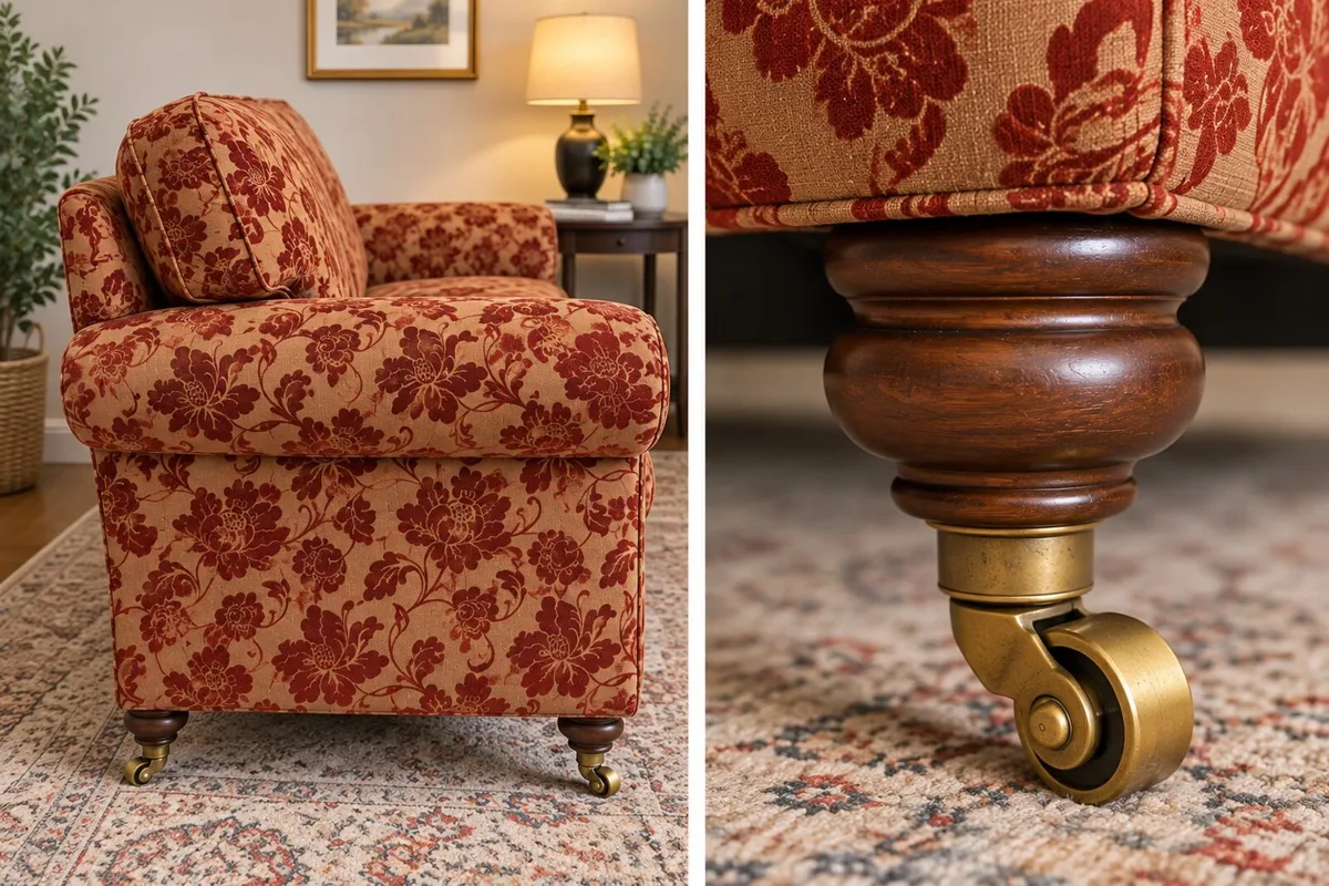 Traditional 3 Seater Sofa Floral Damask - Image 2