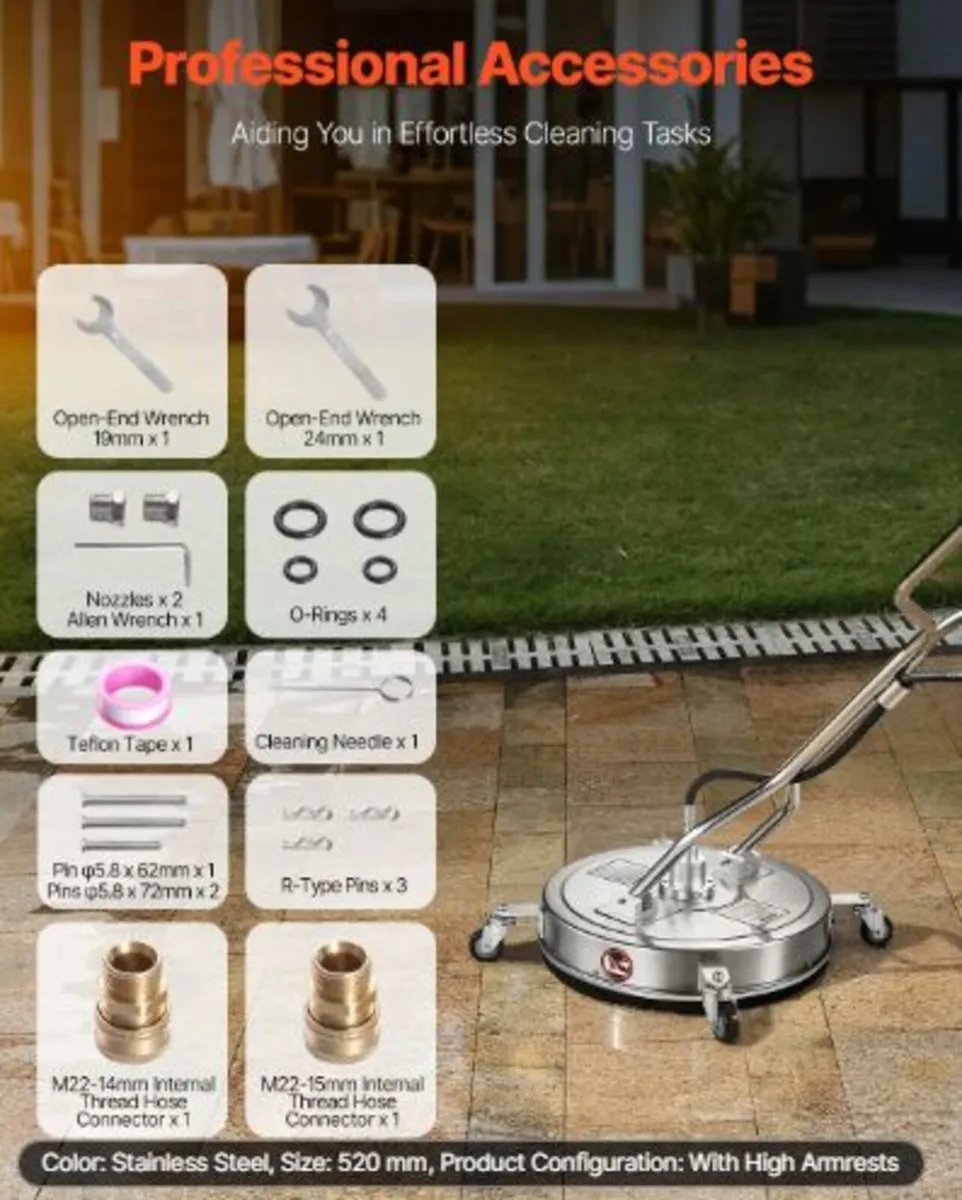 20" Pressure Washer Surface Cleaner, Stainless - Image 2