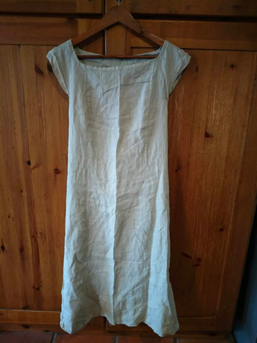 beige Piazza Del Tempio pure linen Dress, boutique - Image 1