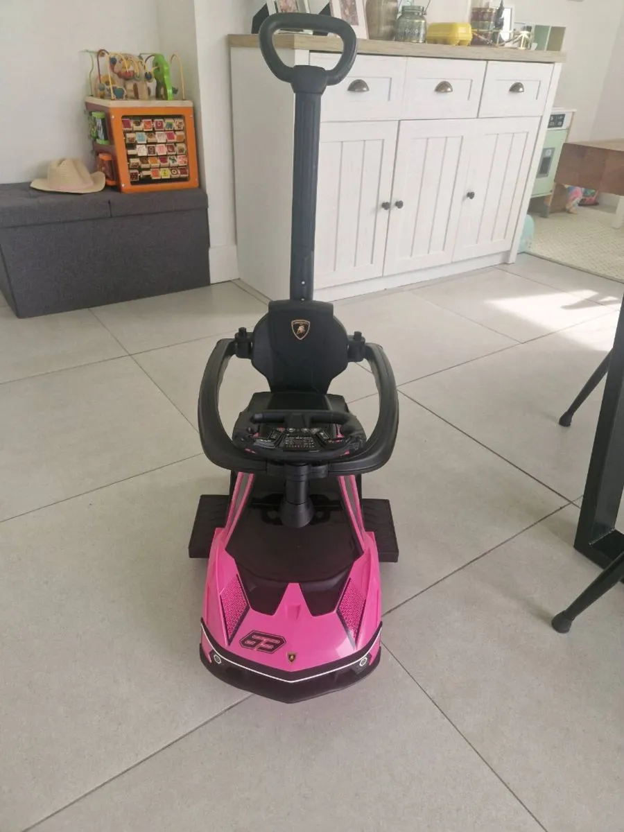 Lamborghini Car 2 in 1 push along ride on Pink - Image 1