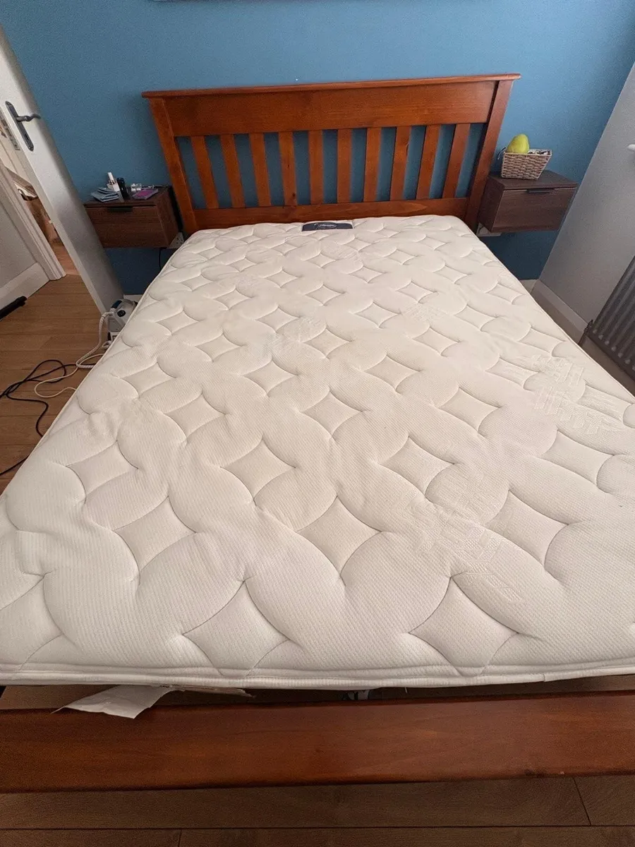 Solid Wood Bed Frame + Mattress - Image 1
