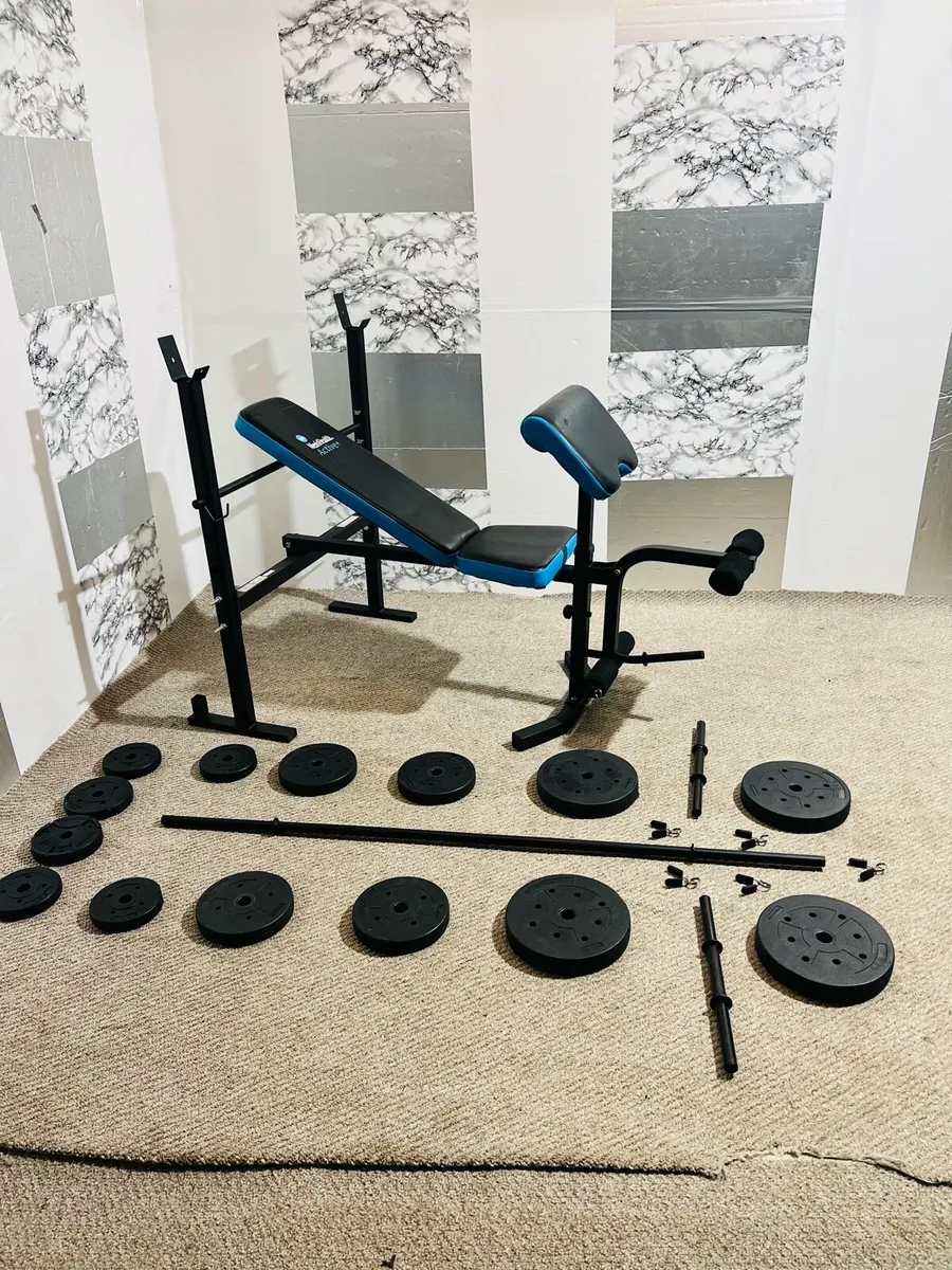 50KG BARBELL SET +ADJUSTABLE BENCH - Image 1