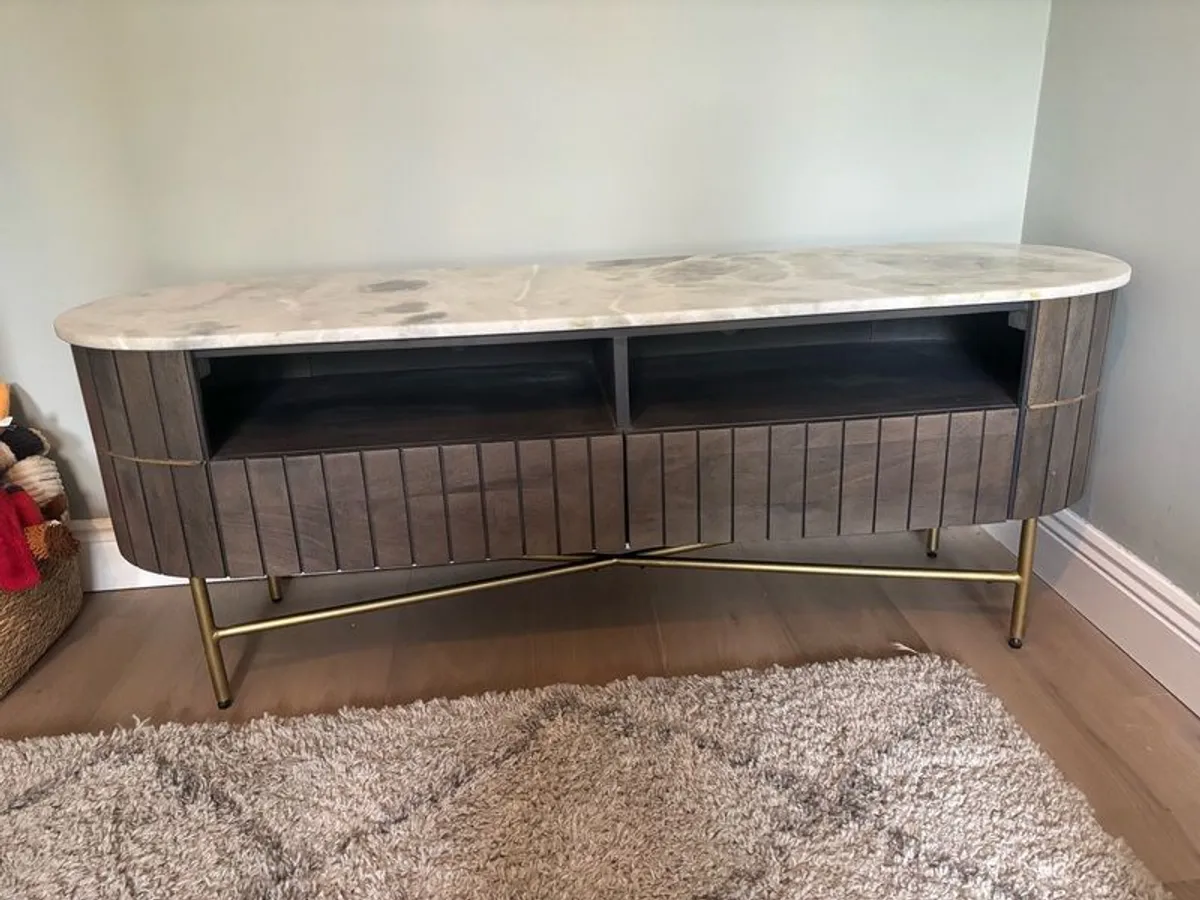 Mango wood & marble top TV Unit with drawers - Image 2