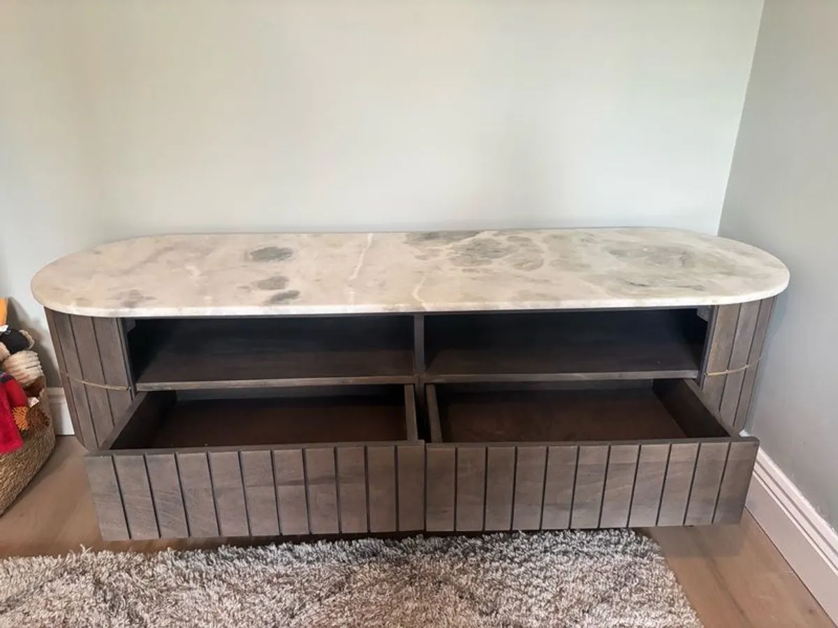 Mango wood & marble top TV Unit with drawers - Image 3