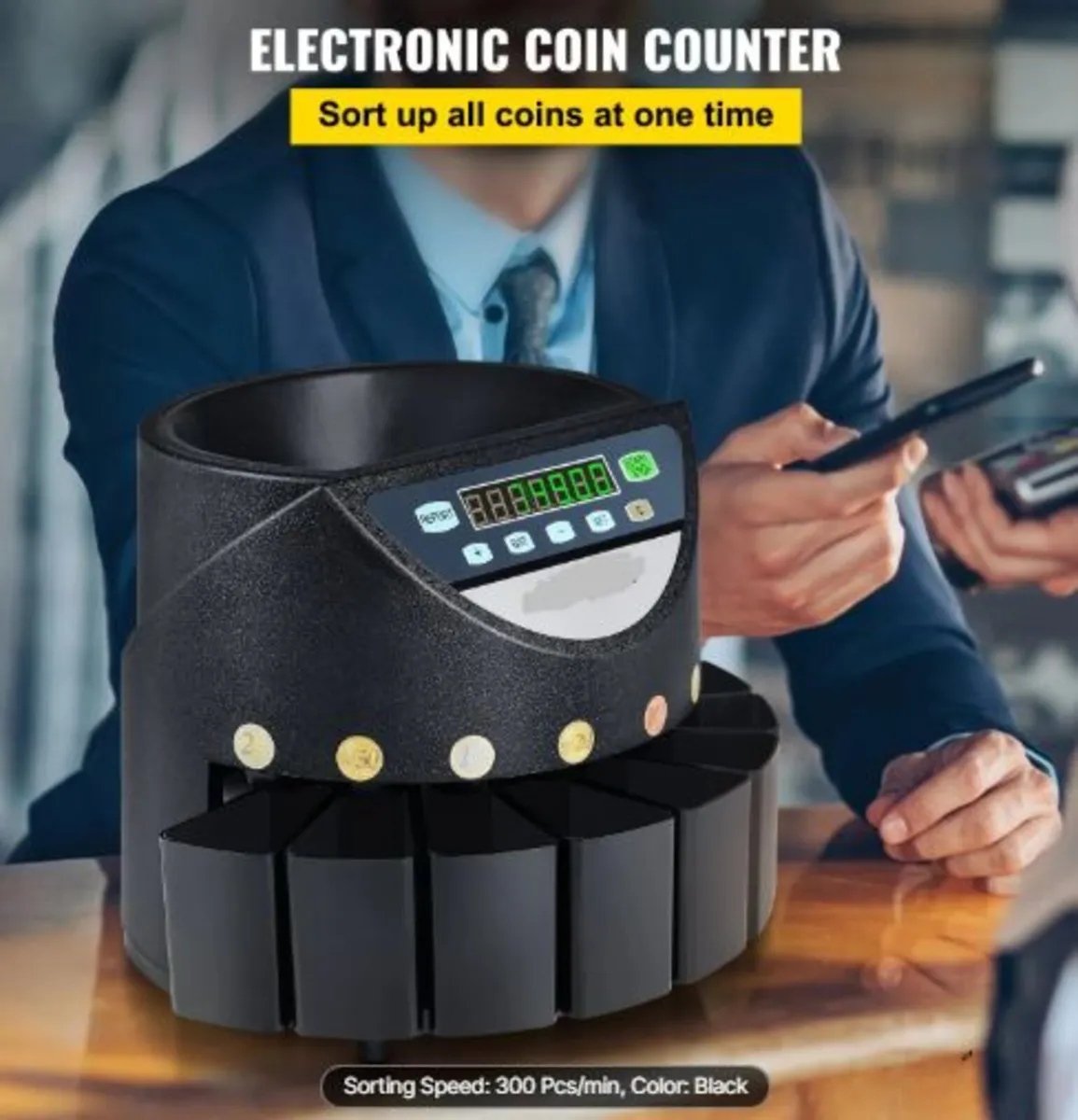 Euro Coin Counter Sorter 500-1000 Coins Electroni - Image 2