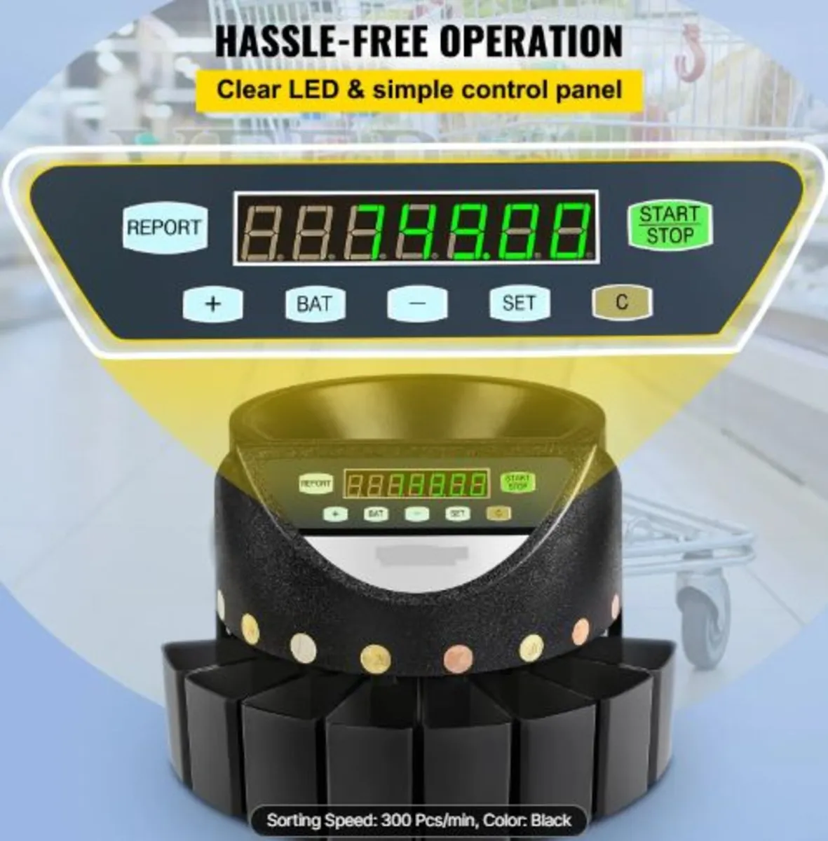 Euro Coin Counter Sorter 500-1000 Coins Electroni - Image 3
