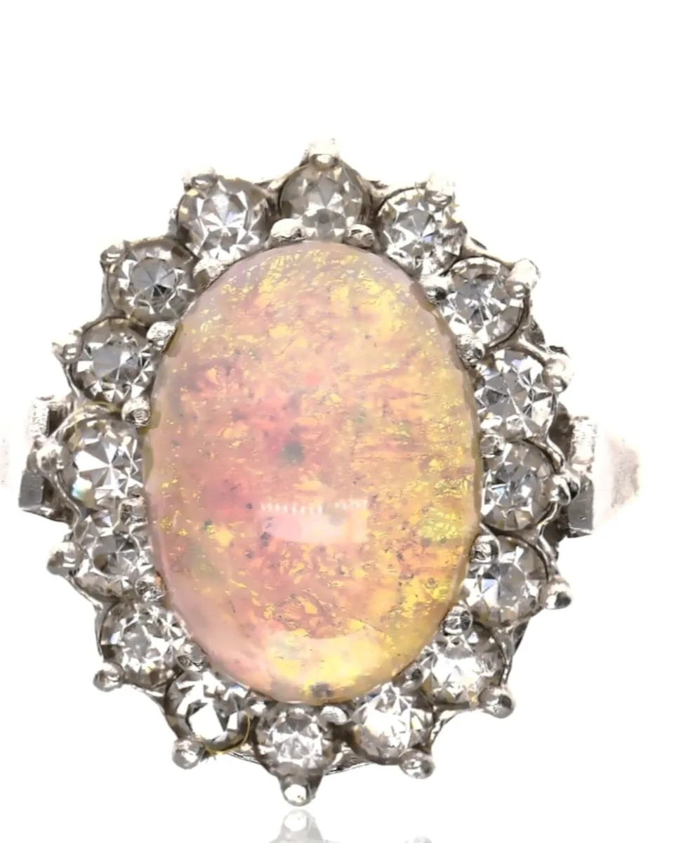 Large 9k gold and silver Opal ring - Image 1