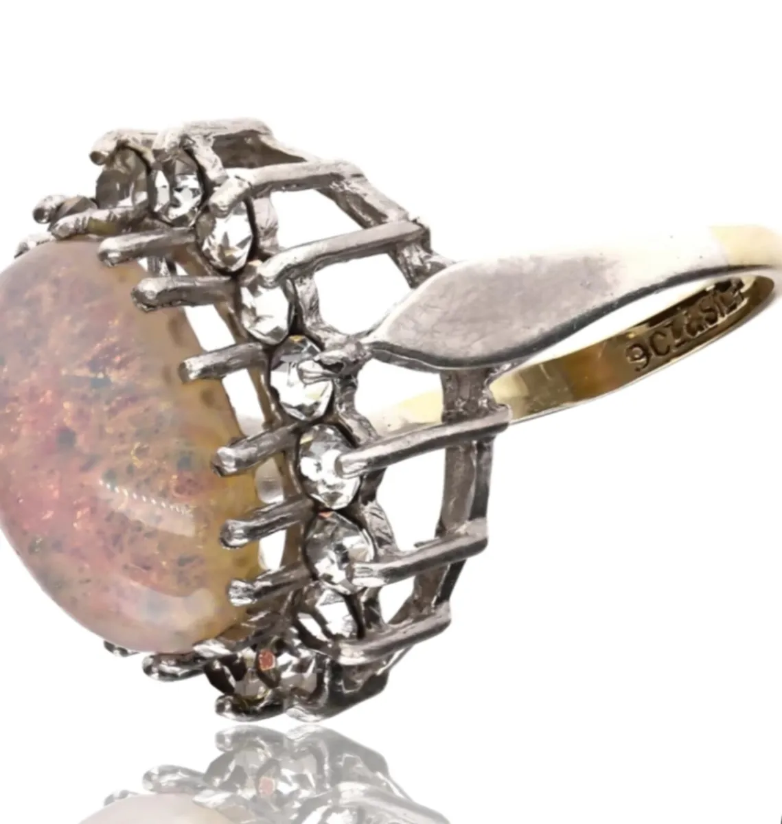 Large 9k gold and silver Opal ring - Image 2