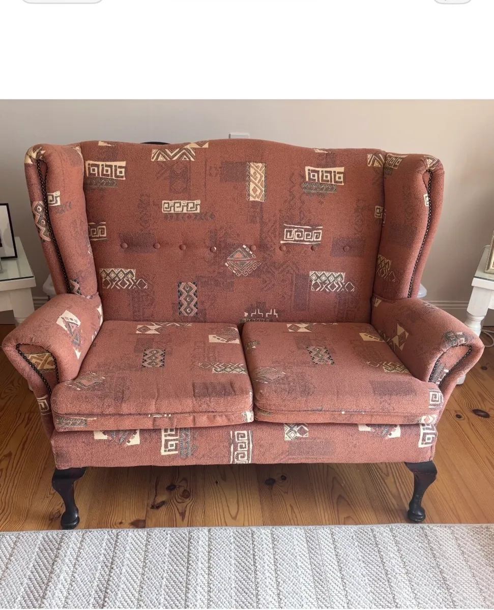 Vintage 2-Seater Wingback Couch - Image 1