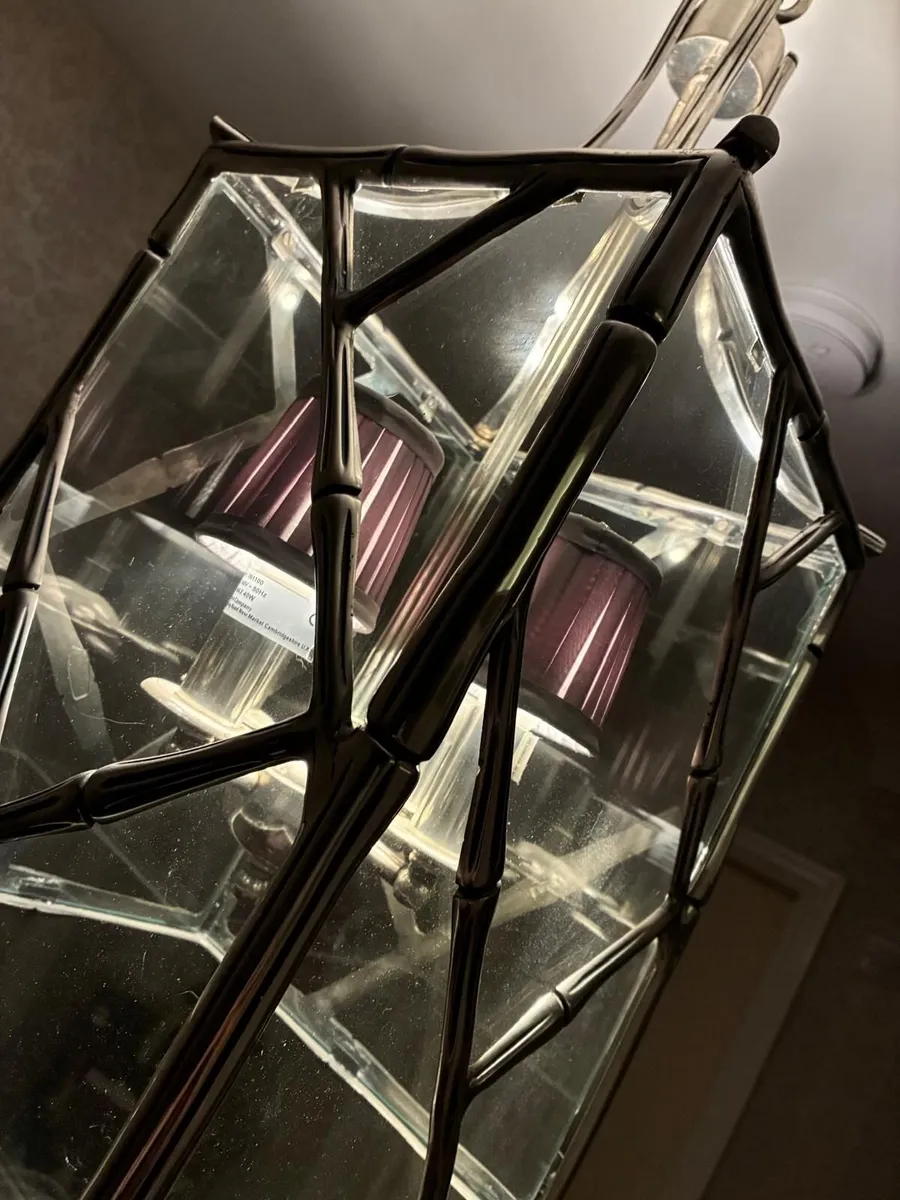 Large Antique Silver bamboo ceiling light - Image 4