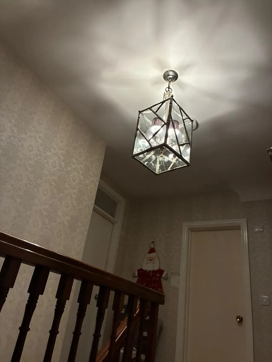 Large Antique Silver bamboo ceiling light - Image 2