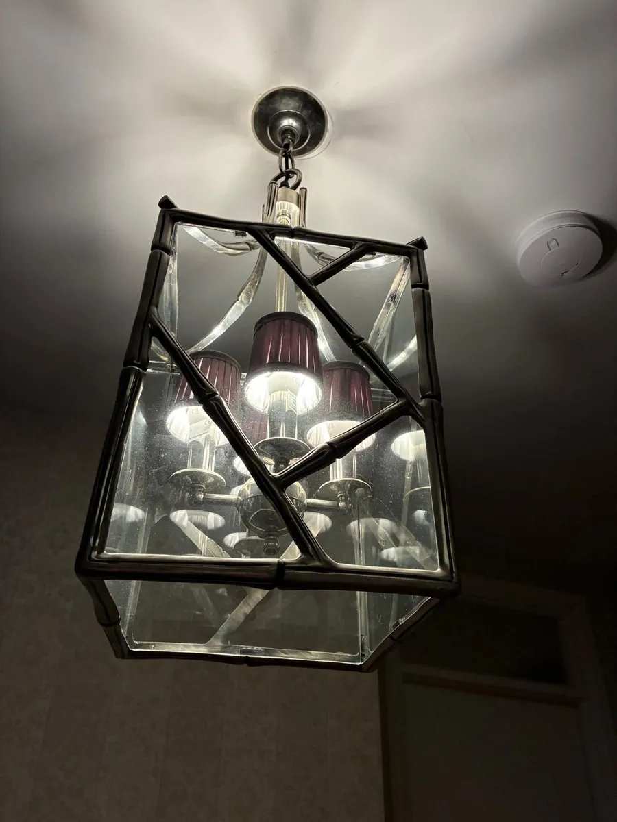 Large Antique Silver bamboo ceiling light - Image 3