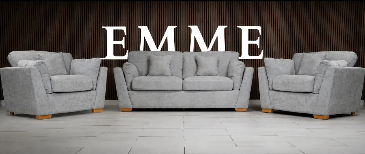 Emme 3+2 or 3+1+1 Grey & Beige Fabric Sofa Set - Image 3