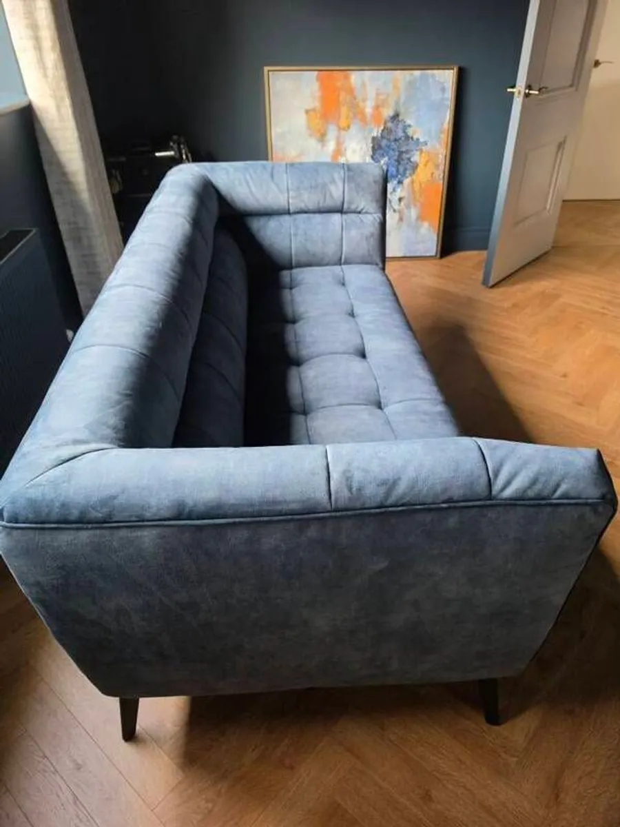 Navy 3 Person Velvet Sofa (Harvey Norman) - Image 4