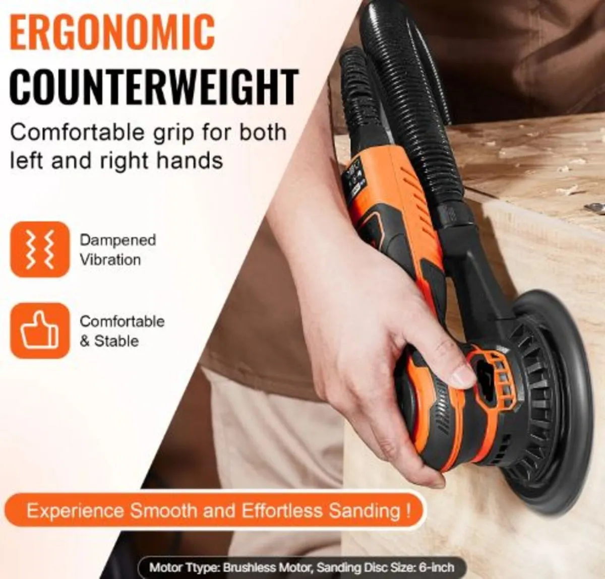 Random Orbital Sander 6-Inch, 350W Brushless - Image 2