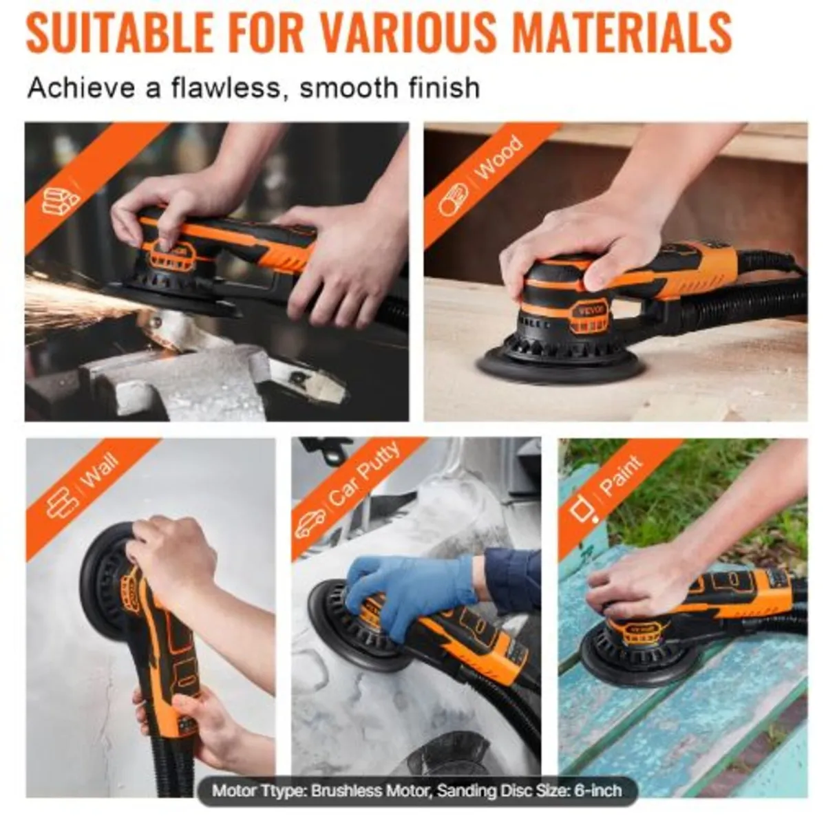 Random Orbital Sander 6-Inch, 350W Brushless - Image 4