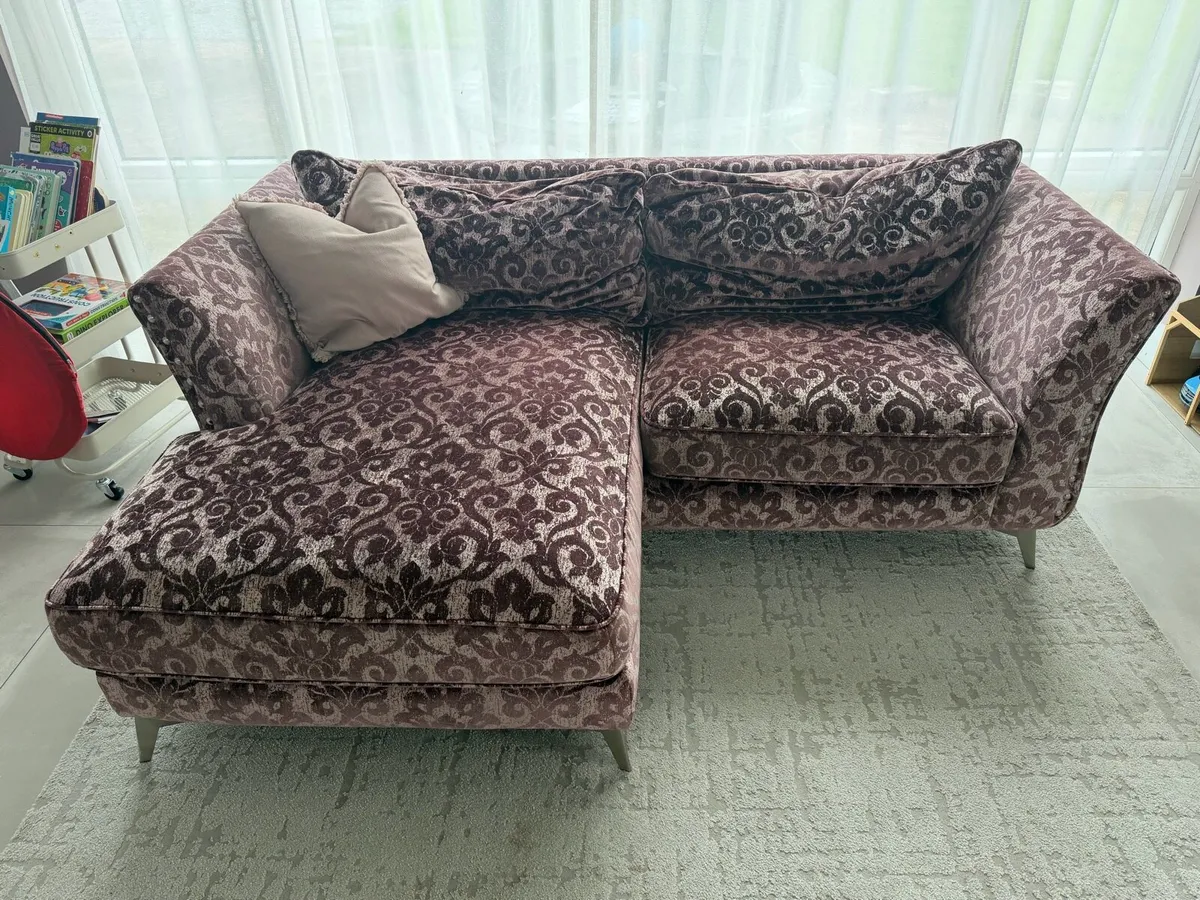 Velvet Corner Sofa with Chaise - Image 2