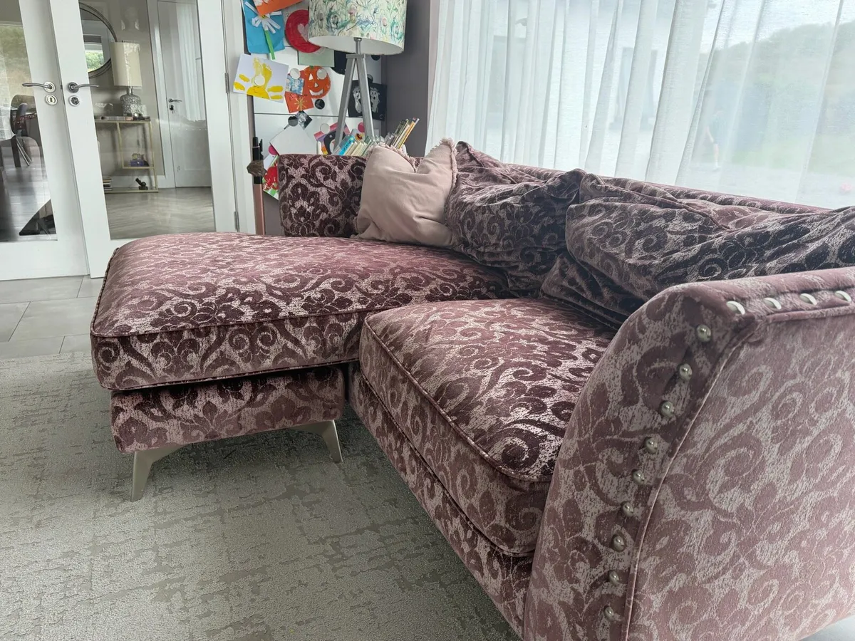 Velvet Corner Sofa with Chaise - Image 3
