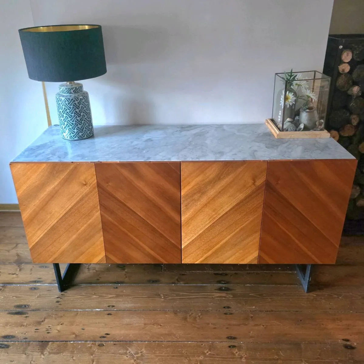 Walnut and Marble Top Cabinet - Image 1
