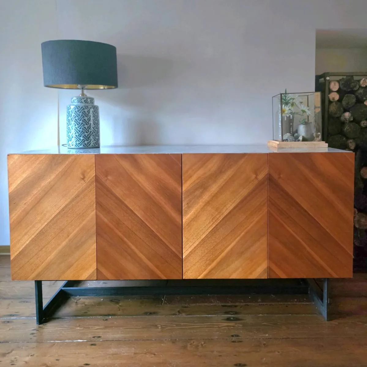 Walnut and Marble Top Cabinet - Image 2