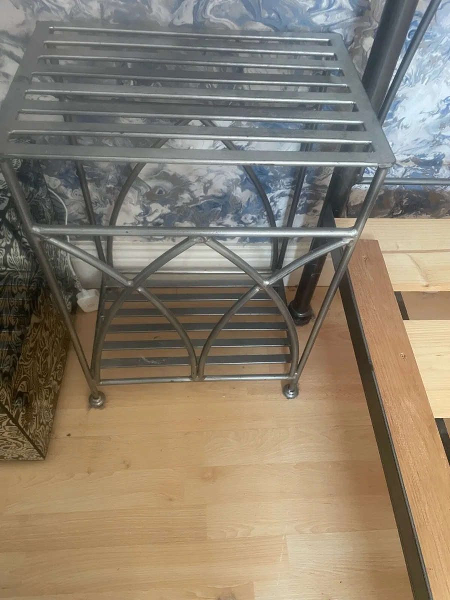Two silver metal bedside tables - Image 2