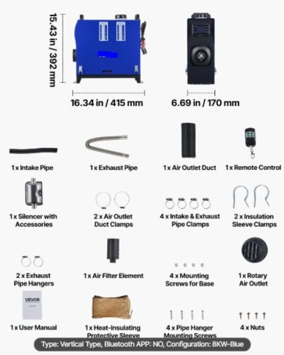 Diesel Heater, 12-24V 5-8KW, All in One Portable - Image 3
