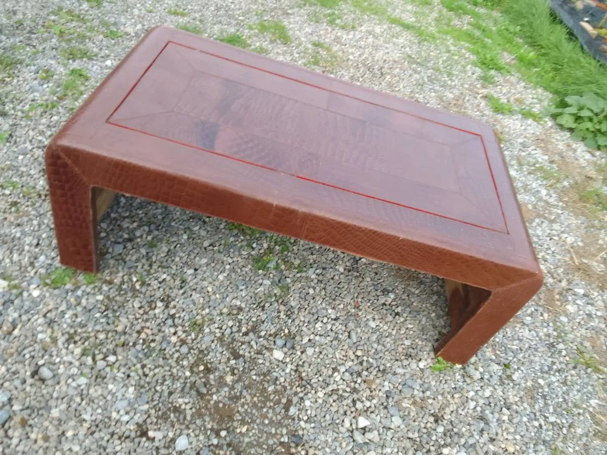 french faux leather crocodile design table 70s - Image 2