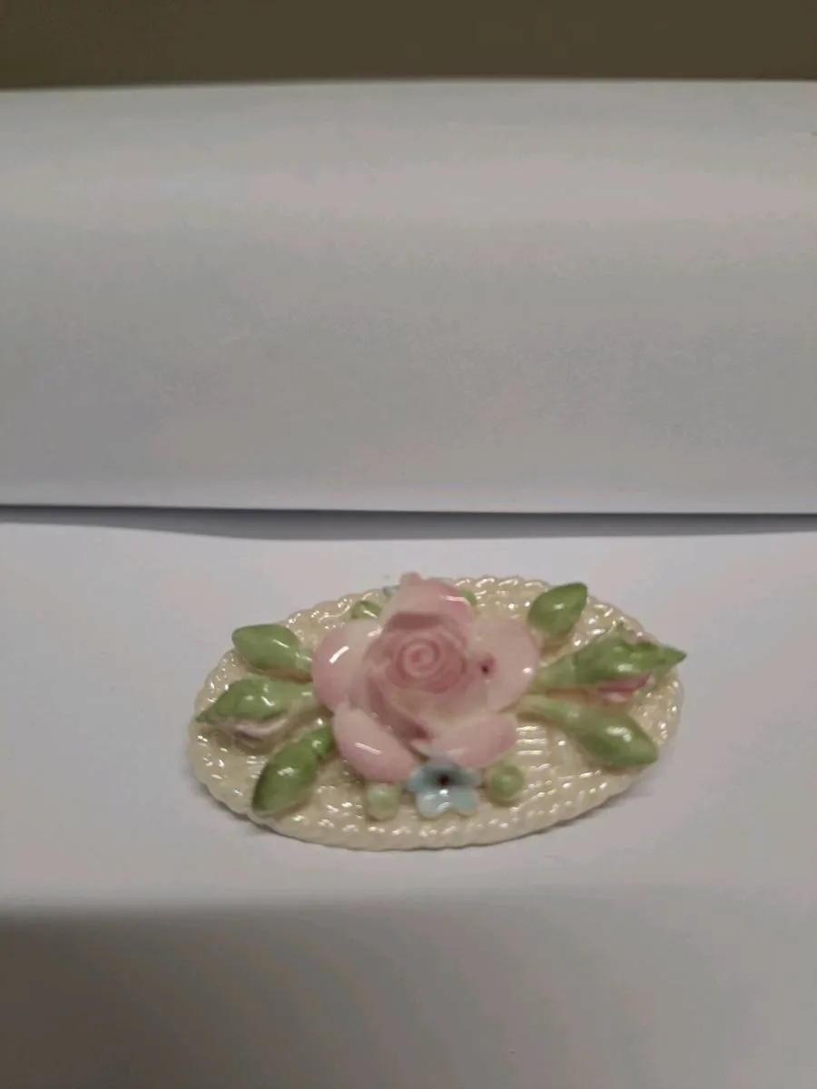 Vintage Porcelain Floral Brooch - Image 1