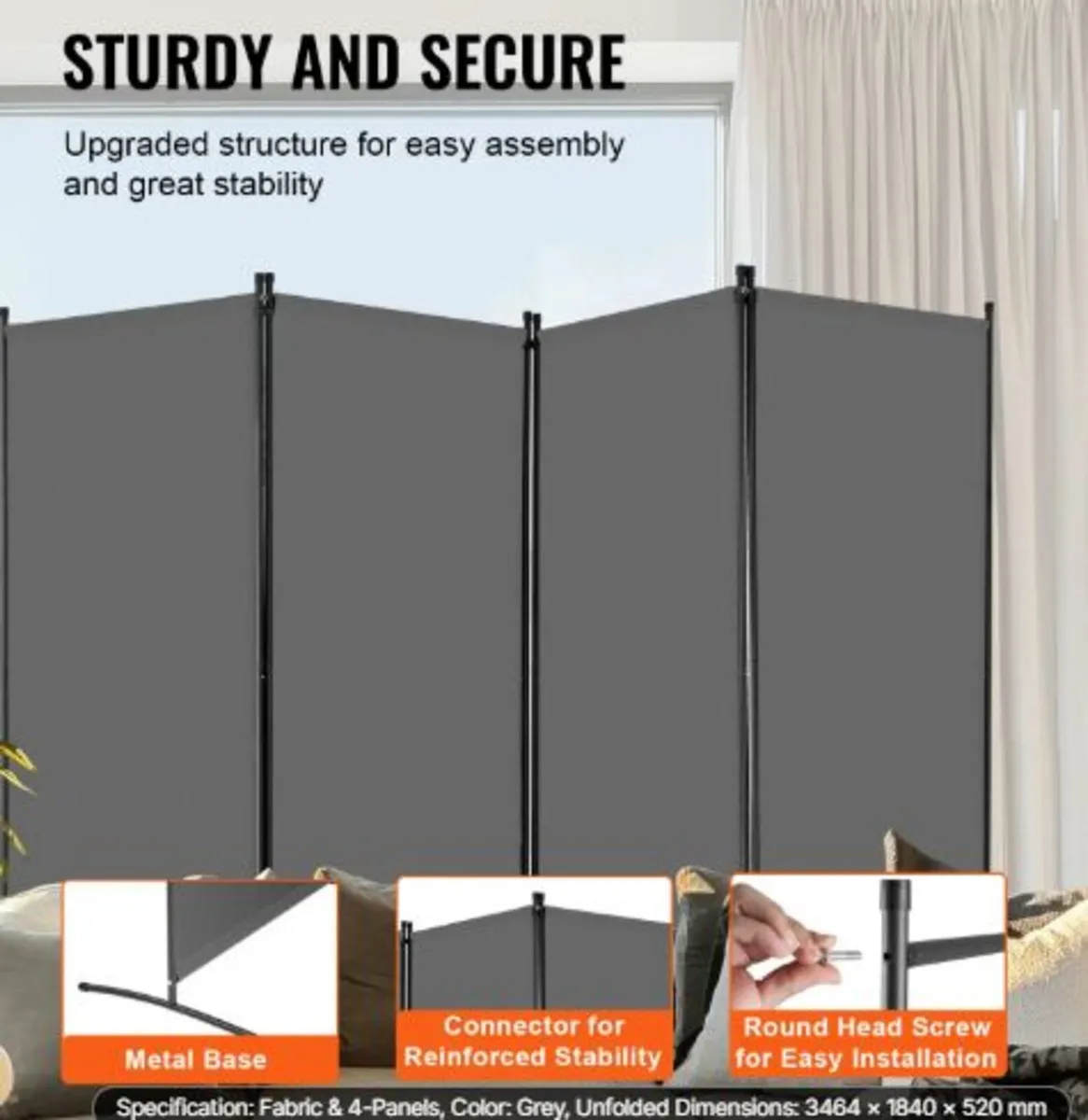 Room Divider,4Panels Room Divider,Folding Privacy - Image 3