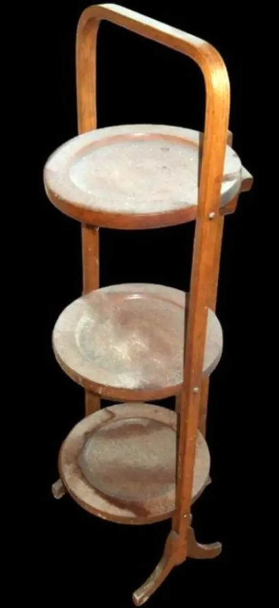 Vintage Wooden 3-Tier Folding Cake Stand - Image 3