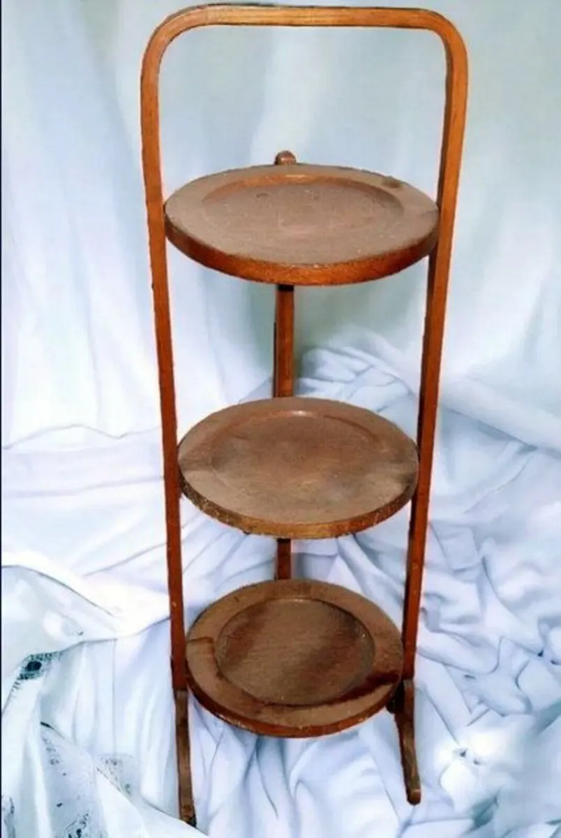 Vintage Wooden 3-Tier Folding Cake Stand - Image 4
