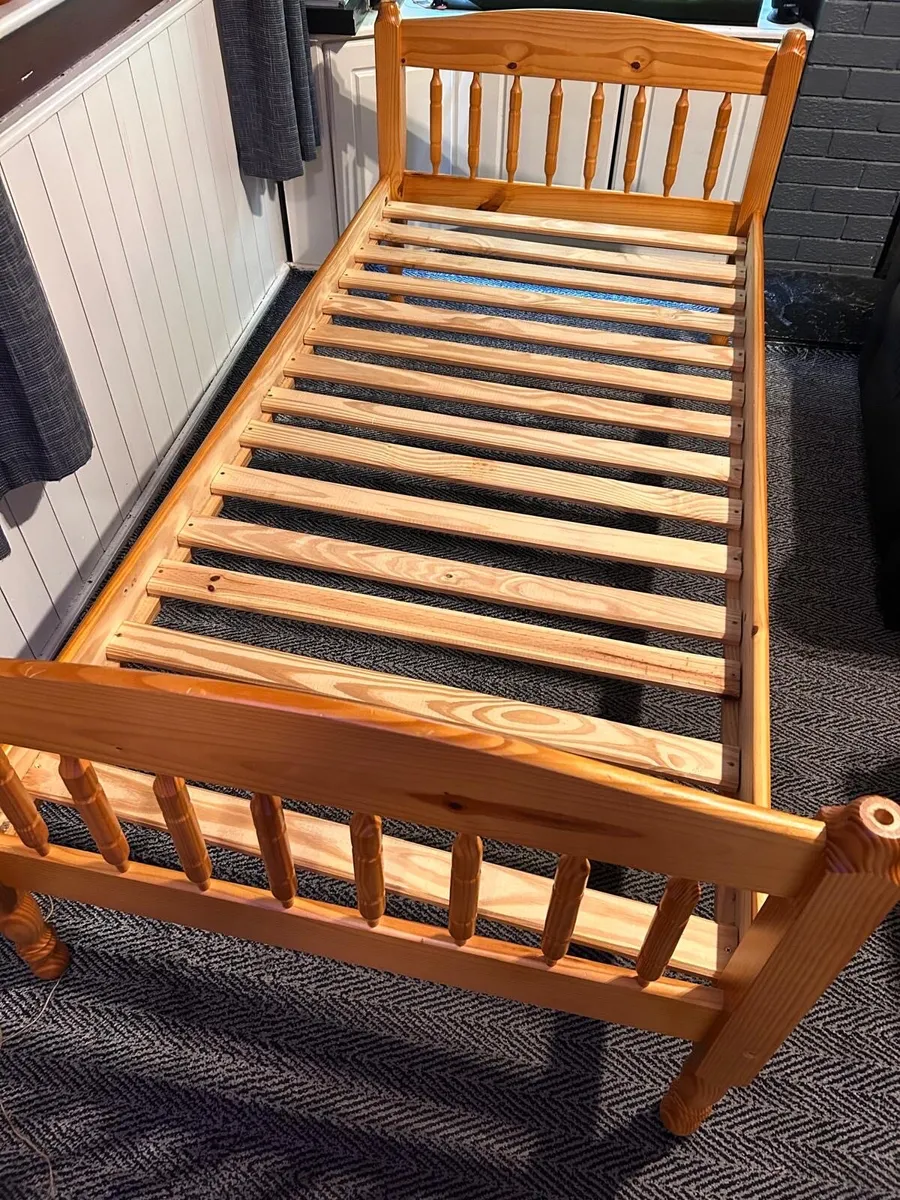 2 x Matching Solid Single Wooden Beds -Can Deliver - Image 2