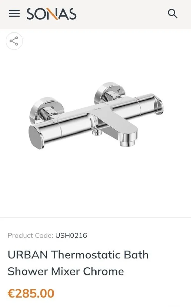 SONAS URBAN Thermostatic Bath & Shower Mixer - Image 1