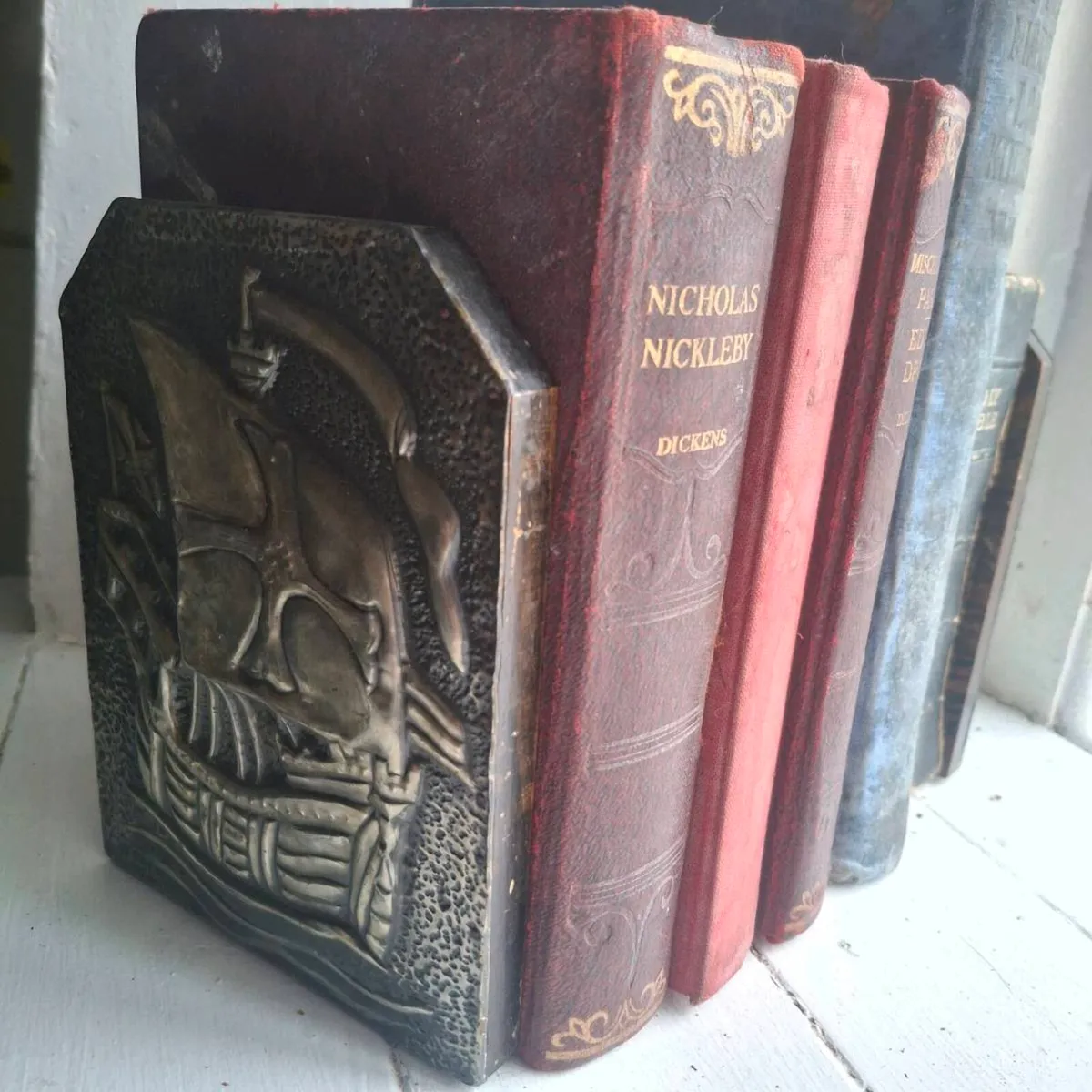 Arts & Crafts Repoussé Galleon Ship Bookends - Image 2