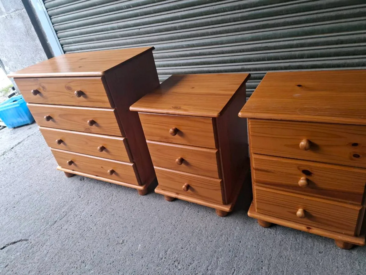 Pine Chest of Drawers + 2 Lockers (DELIVERY) - Image 1