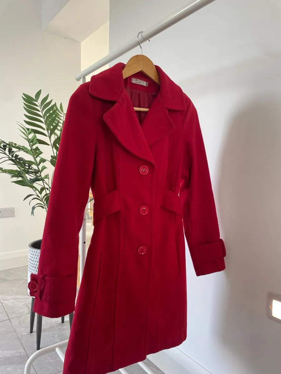 Red Single Breasted Coat - Image 1