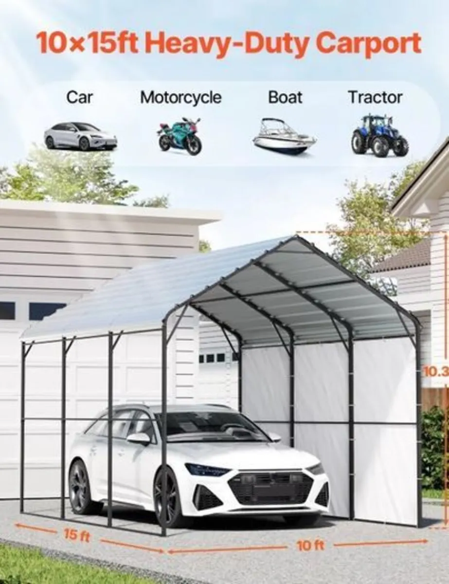 Heavy Duty Metal Carport 10ft x 15ft | All Weather - Image 3