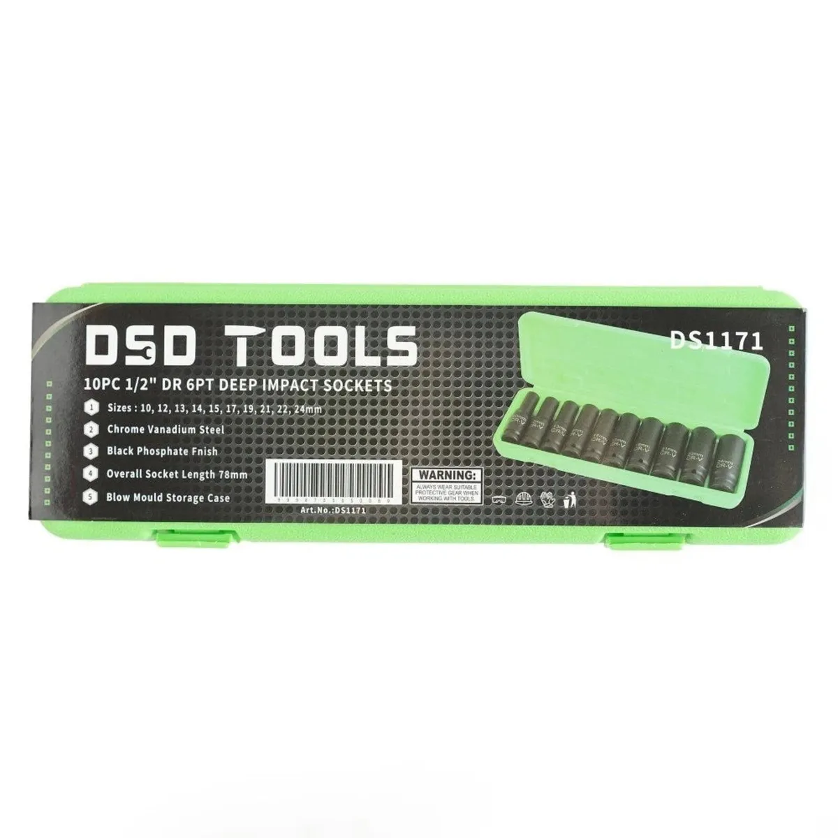 10-PIECE 1/2" DRIVE DEEP IMPACT SOCKET SET - Image 2