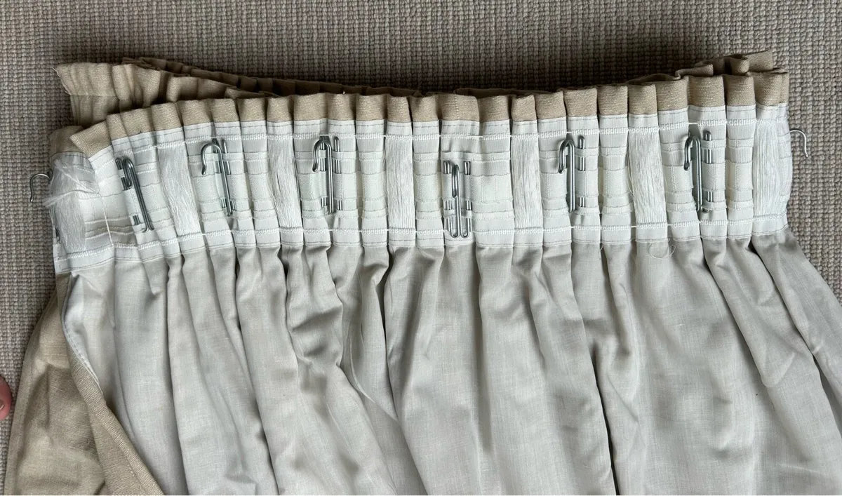 2 sets of lined neutral linen curtains - Image 3