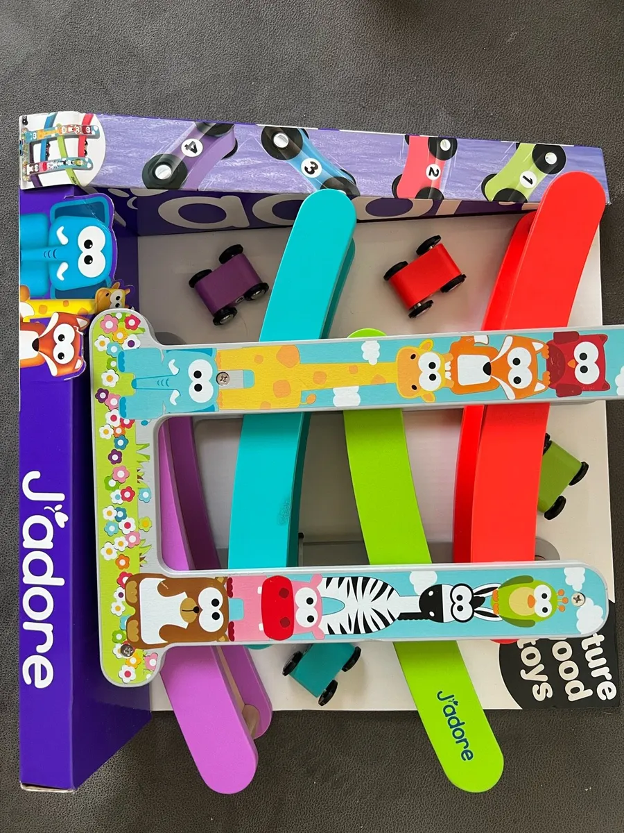 J'adore Wooden Animal Race Track and Cars Playset