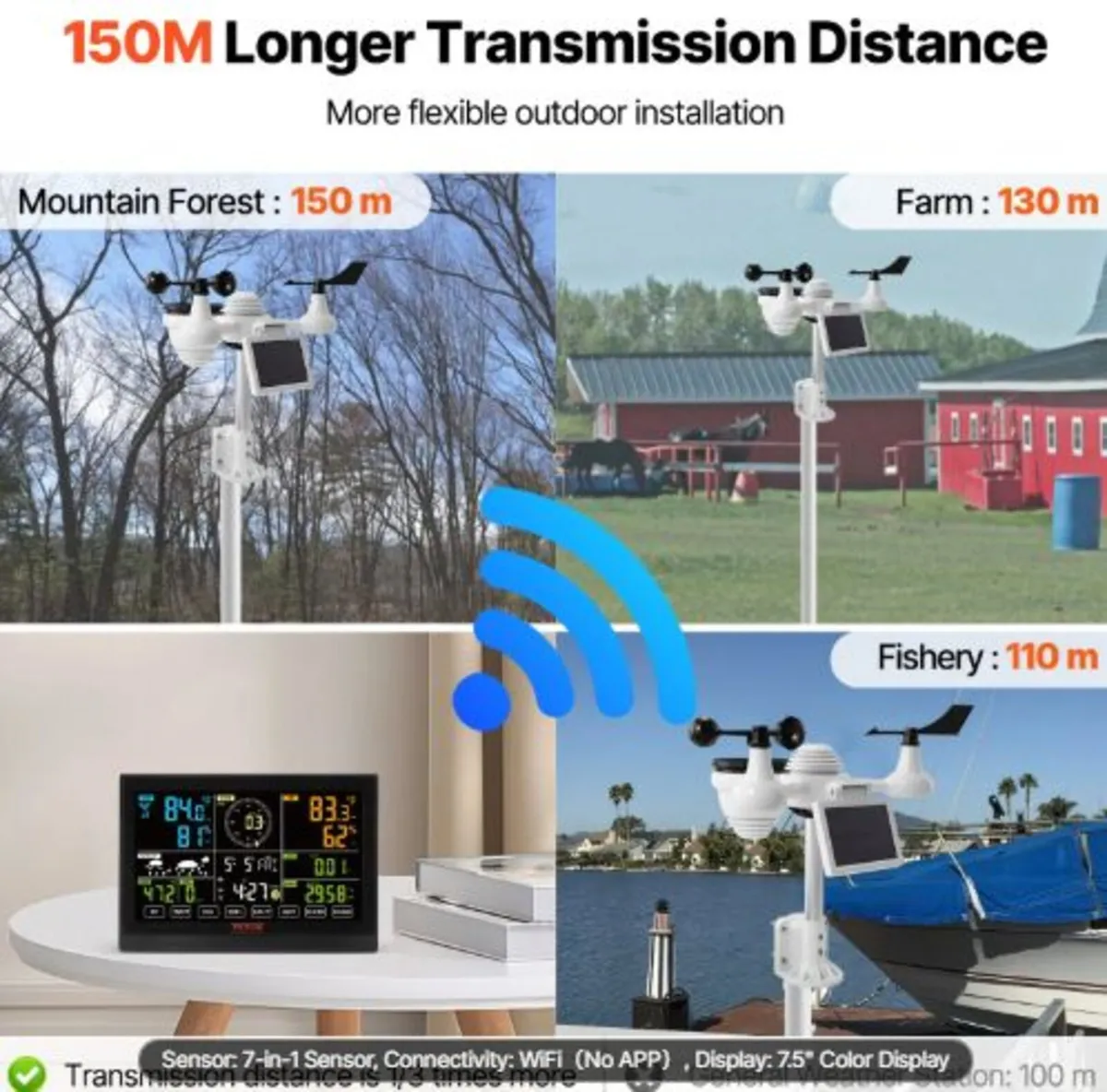 7-in-1 Wi-Fi Weather Station, 19.1 cm (7.5-inch) - Image 2
