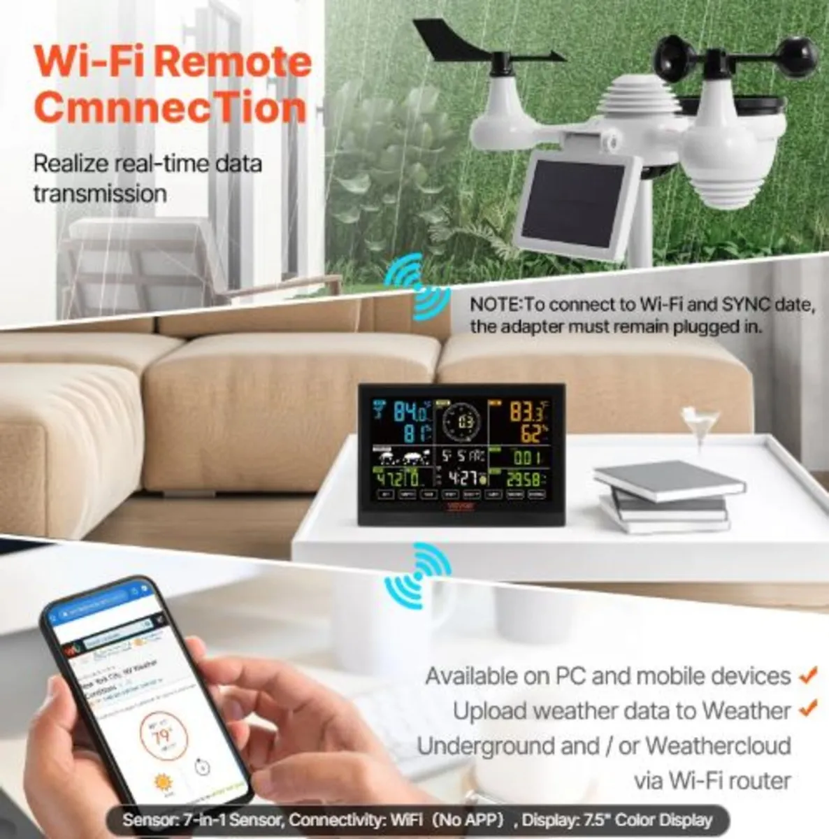 7-in-1 Wi-Fi Weather Station, 19.1 cm (7.5-inch) - Image 4