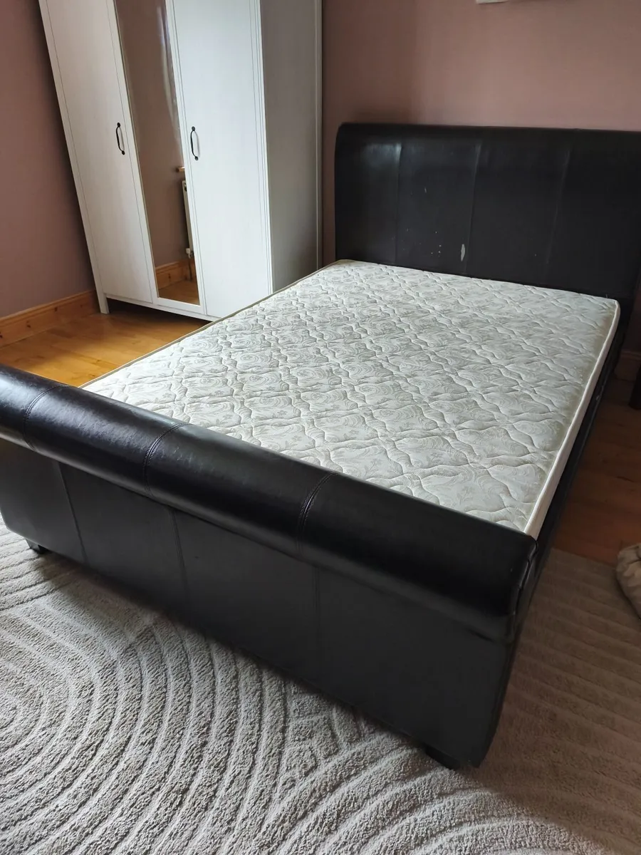 Double Sleigh Bed Frame & Mattress - Image 1