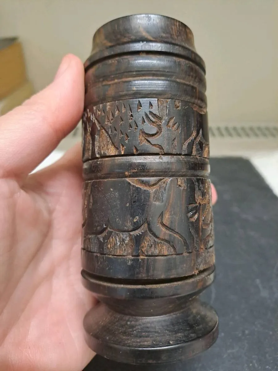 Vintage Hand Carved Hardwood Salt Pepper Shakers - Image 4