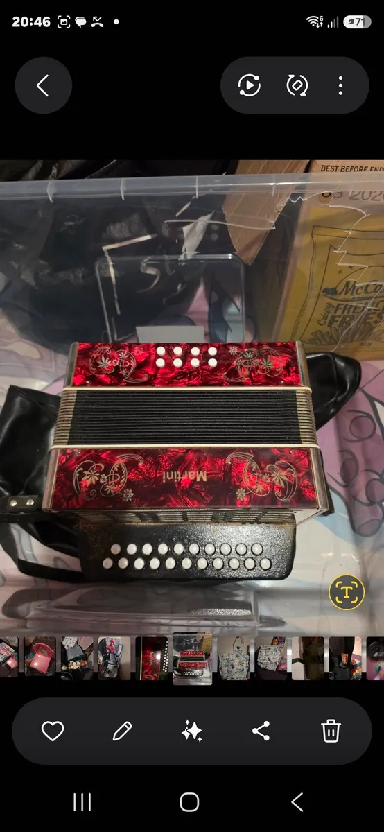 Vintage East German B/C Button Accordion – Red Pea - Image 1