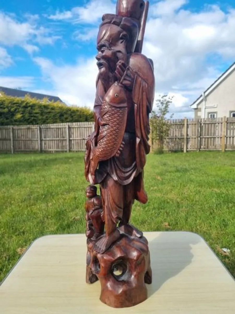 Large Chinese Antique Wooden Sculpture - Image 2